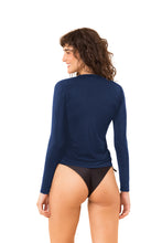 Carica l'immagine nel visualizzatore di Gallery, Model Back: Rio De Sol Reggiseno Navy Rash-Guard