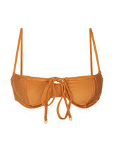 Carica l'immagine nel visualizzatore di Gallery, Product Front: Rio De Sol Reggiseno Top Shimmer-Nocciola Balconet-Tie