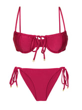 Carica l'immagine nel visualizzatore di Gallery, Product Front: Rio De Sol Completo Set Shimmer-Desejo Balconet-Tie Cheeky-Tie-Gold