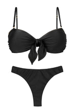 Carica l'immagine nel visualizzatore di Gallery, Product Front: Rio De Sol Completo Set Shimmer-Black Bandeau-No Nice-Fio