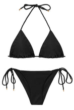 Carica l'immagine nel visualizzatore di Gallery, Product Front: Rio De Sol Completo Set Shimmer-Black Tri-Rope Cheeky-Rope
