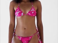 Carica e avvia il video nel visualizzatore di galleria, Video: Rio De Sol Reggiseno Top Pink-Palms Frufru