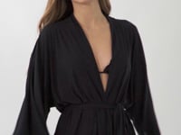 Carica e avvia il video nel visualizzatore di galleria, Video: Rio De Sol Caftano / Copricostume Black Kimono