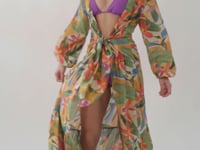 Carica e avvia il video nel visualizzatore di galleria, Video: Rio De Sol Vestito Da Spiaggia Tropical Long Dress Verona