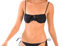 Carica e avvia il video nel visualizzatore di galleria, Video: Rio De Sol Slip Bottom Shimmer-Black Cheeky-Tie-Gold