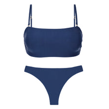 Carica l'immagine nel visualizzatore di Gallery, Product Front: Rio De Sol Completo Set Navy Bandeau-Reto Nice-Fio