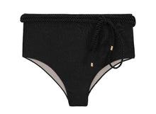 Carica l&#39;immagine nel visualizzatore di Gallery, Product Front: Rio De Sol Slip Bottom Shimmer-Black Belted-High-Waist
