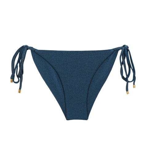 Product Front: Rio De Sol Slip Bottom Shimmer-Shark Cheeky-Tie-Gold