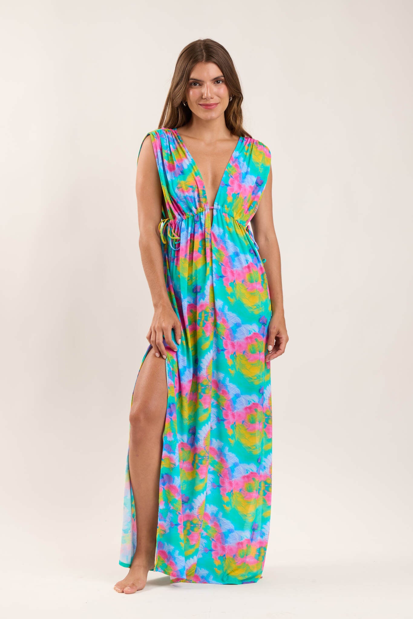 Model Front: Rio De Sol Vestito Da Spiaggia Fusion Long Dress Soleil