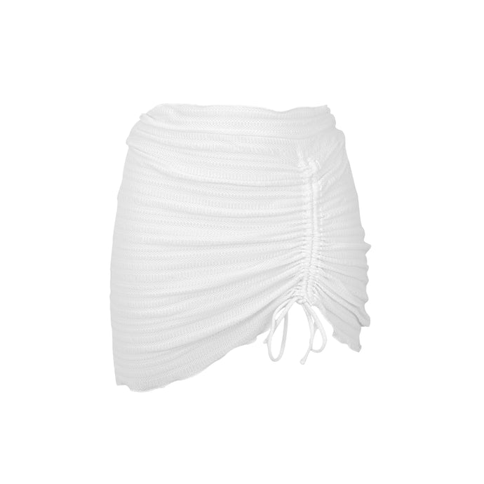 Product Front: Rio De Sol Gonna Da Spiaggia Memphis-White Mini Skirt Ruched