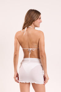 Model Back: Rio De Sol Gonna Da Spiaggia Memphis-White Mini Skirt Ruched