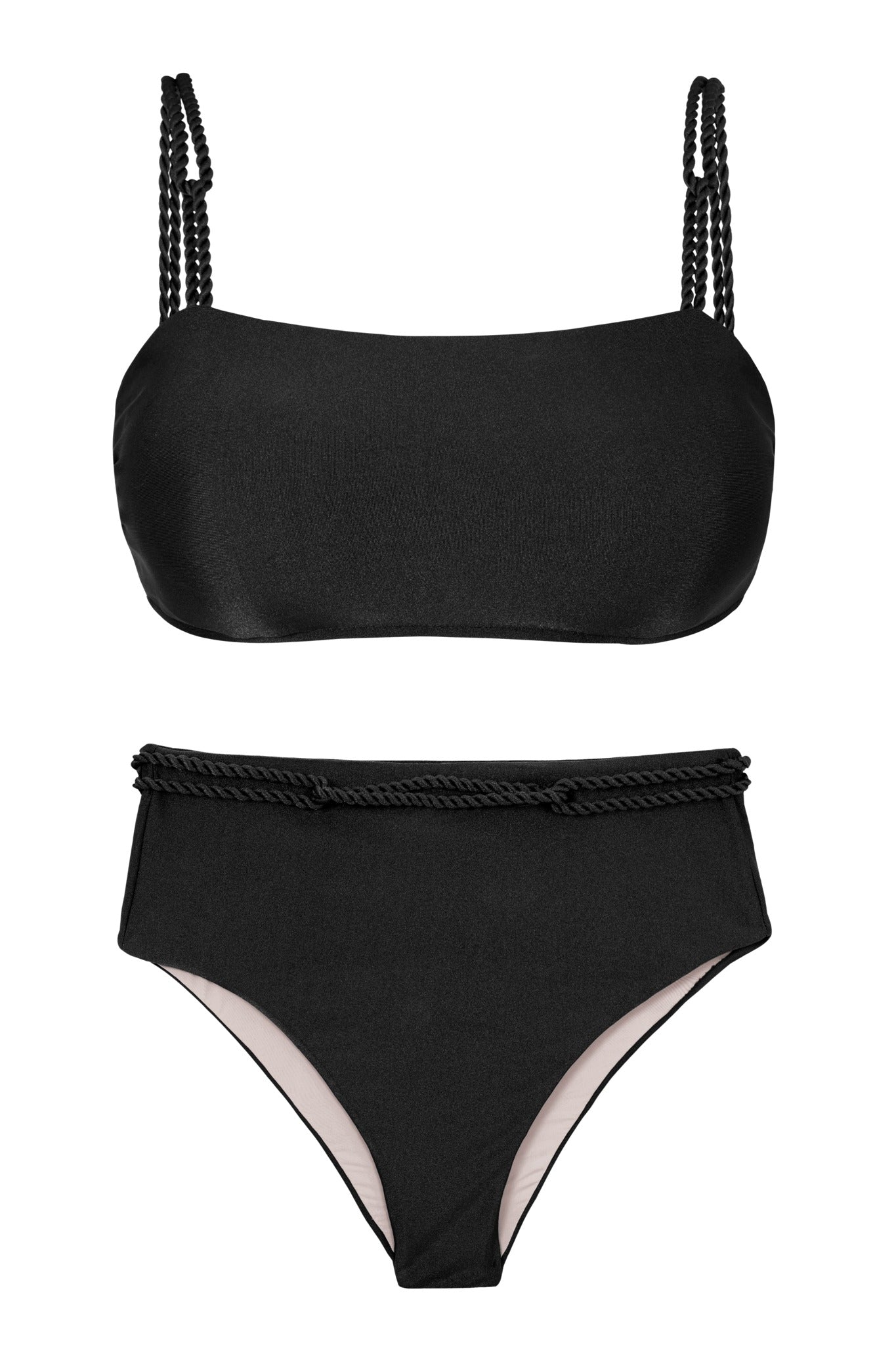 Product Front: Rio De Sol Completo Set Shimmer-Black Bandeau-Reto Hotpants