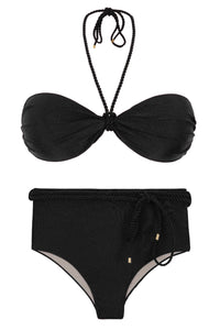 Product Front: Rio De Sol Completo Set Shimmer-Black Twist Belted-High-Waist