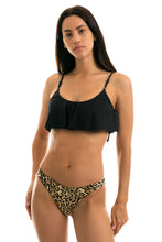 Carica l&#39;immagine nel visualizzatore di Gallery, Model Front: Rio De Sol Reggiseno Top Leopardo Black Babado

