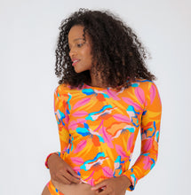 Carica l&#39;immagine nel visualizzatore di Gallery, Gallery: Rio De Sol Reggiseno Top Orange-Bloom Rash-Guard
