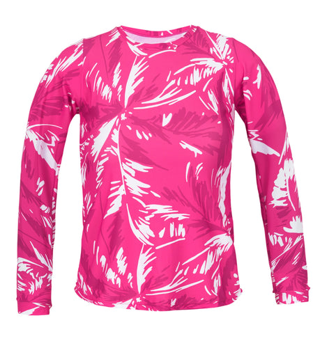 Product Front: Rio De Sol Reggiseno Top Pink-Palms Rash-Guard