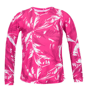 Product Front: Rio De Sol Reggiseno Top Pink-Palms Rash-Guard