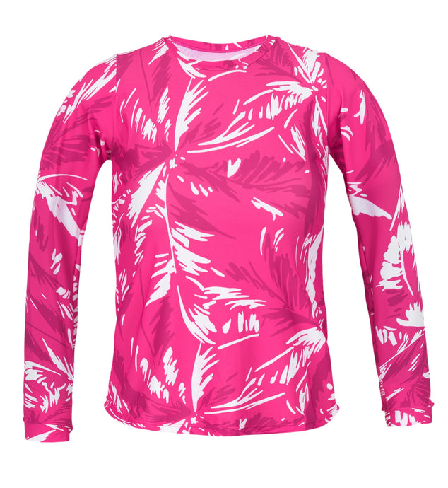 Product Front: Rio De Sol Reggiseno Top Pink-Palms Rash-Guard