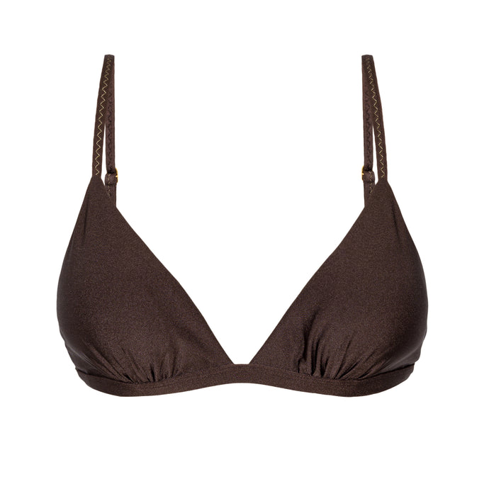Product Front: Rio De Sol Reggiseno Top Shimmer-Coffee Tri-Fixo